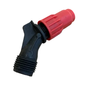 Codo con boquilla regulable roja
